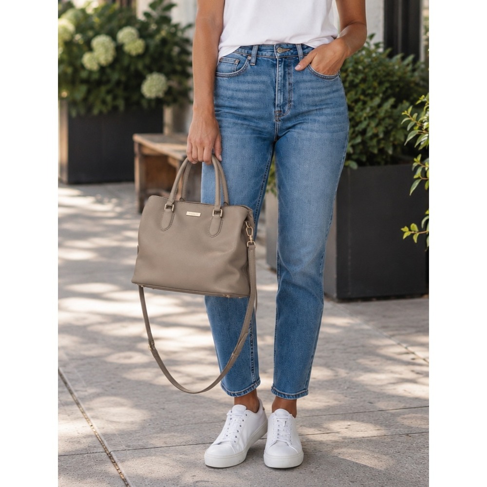 Kate Spade NY Laurel Way Evangelie Taupe Saffiano Leather Satchel Crossbody Bag